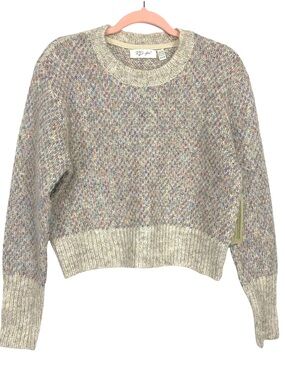 Design Lab speckled, cream-colored, cropped crewneck sweater Size: Small